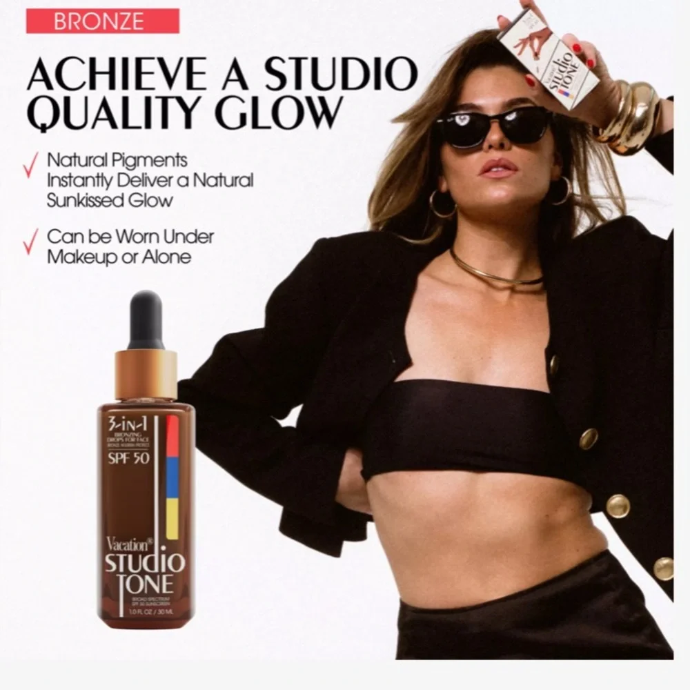 Vacation Studio Tone SPF 50 Bronzing Drops for Face bronze nourish protect